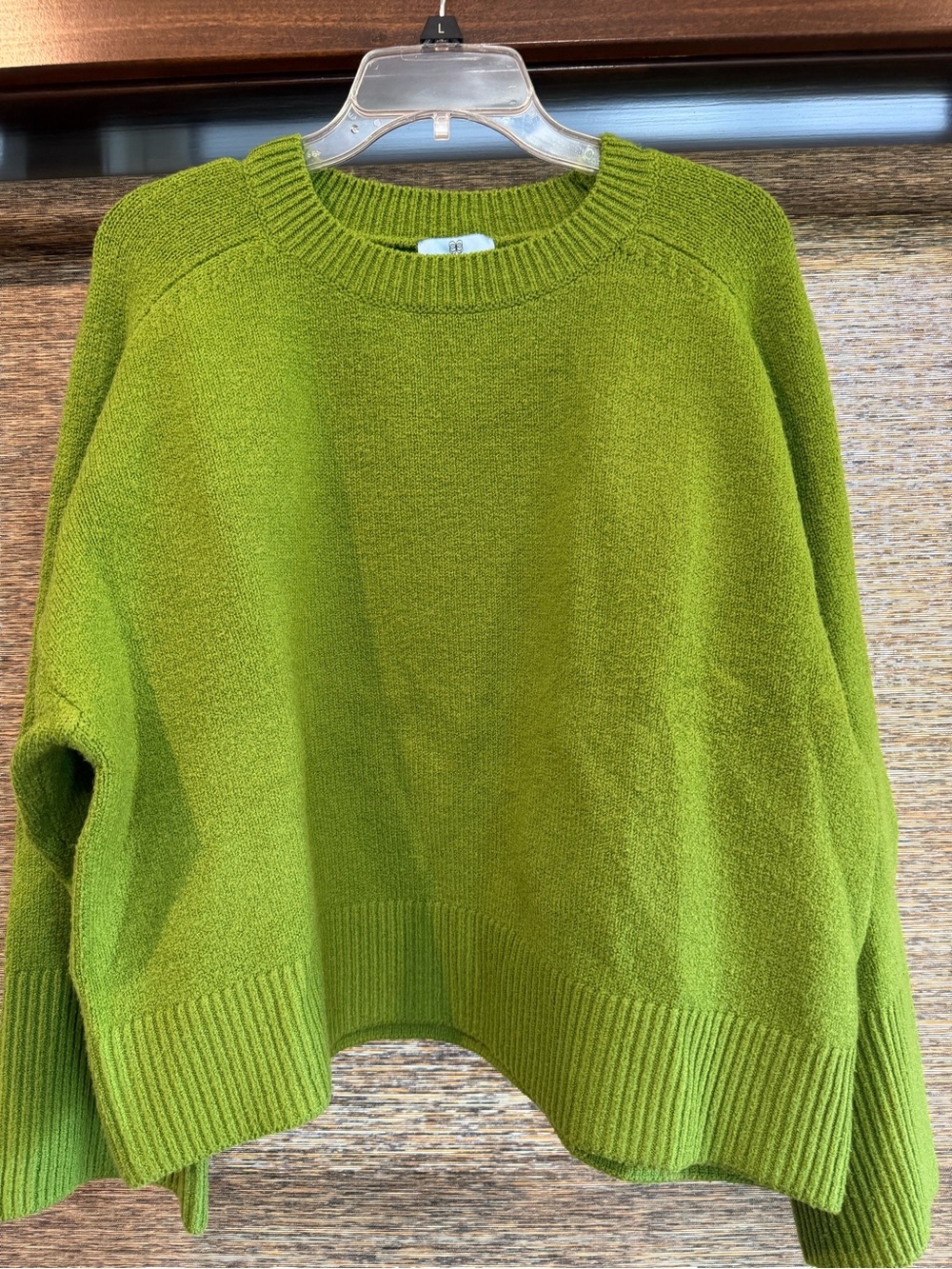 CeCe Bright Olive Green Crewneck Sweater